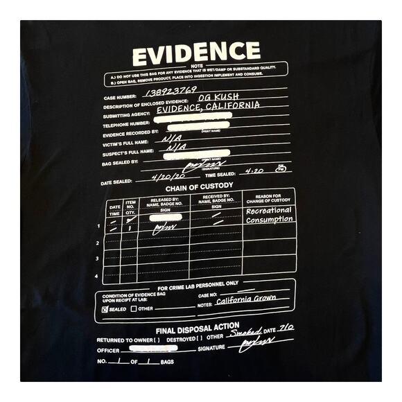 NEW EVIDENCE LOGO Graphic T SHIRT MED TEE Men's Women's 100% Cotton Black White - Picture 7 of 8